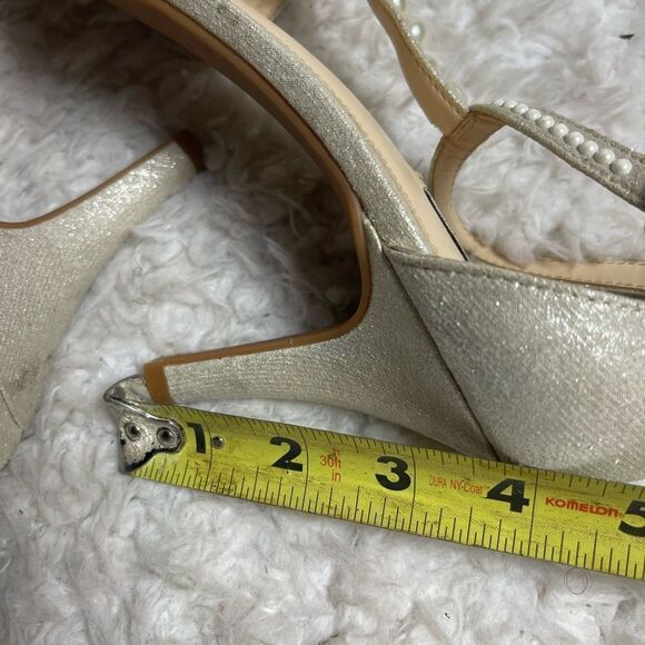 Alex Marie ivory glitter satin pearls T strap ankle sandals size 12M - Picture 10 of 12